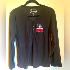 Mickey Mouse pull over a long sleeve shirt with half buttons, Disney L 12-14